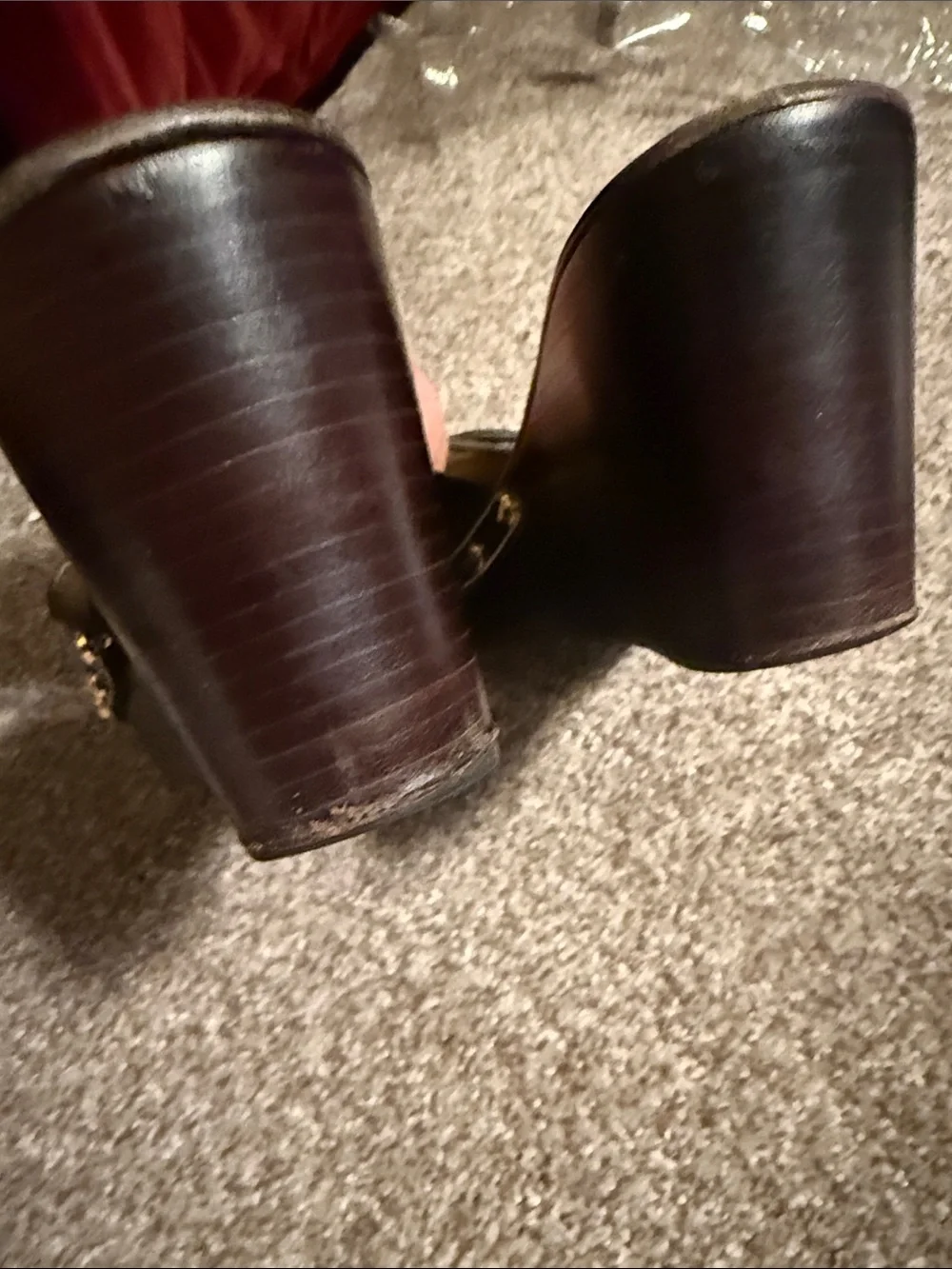 Tory Burch Dark Brown Patent Leather Logo Slide Mules